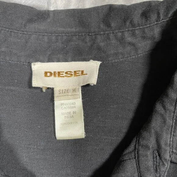 Diesel Polo Mens M Medium Gray 100% Cotton Pockets Casual Short Sleeve Shirt - Picture 7 of 9